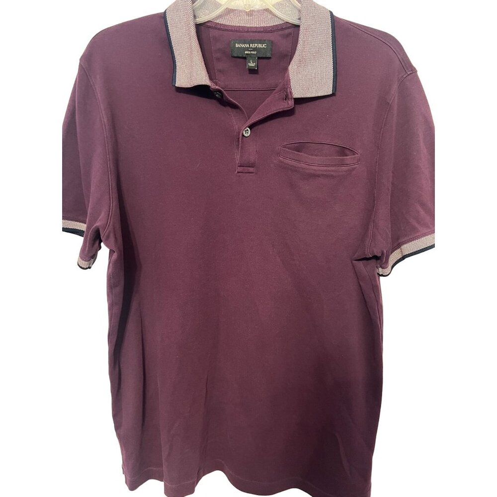 Banana Republic Mens Dress Polo Shirt L Cotton‎ purple